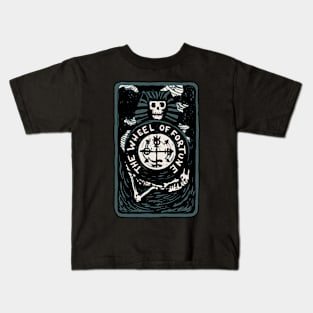 The Wheel Of Fortune Skeleton Skull Tarot Card Kids T-Shirt